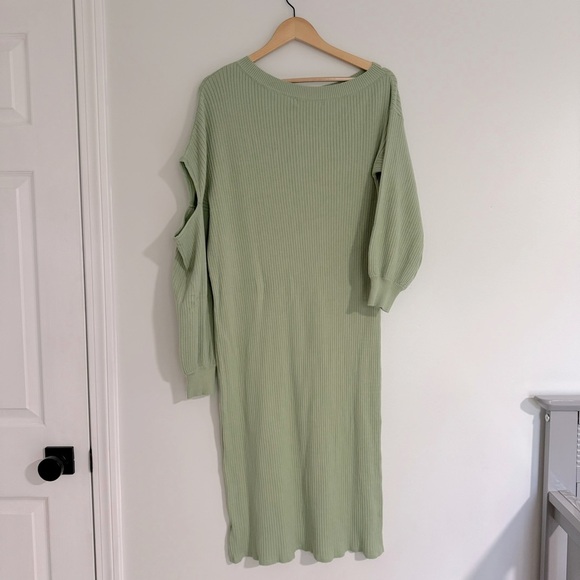 By Egreis Off The Shoulder Midi Sweater Dress Light Green Size Medium‎ - Picture 3 of 9